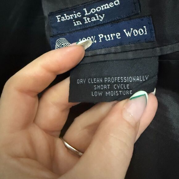 VTG Burberry's 100% Pure Italian Wool Pinstripe Blazer - Black/Blue - Picture 9 of 11